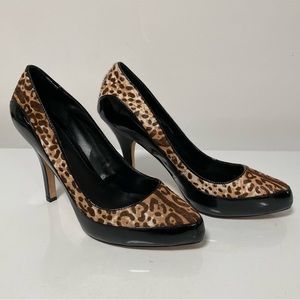 Leopard print platform heels